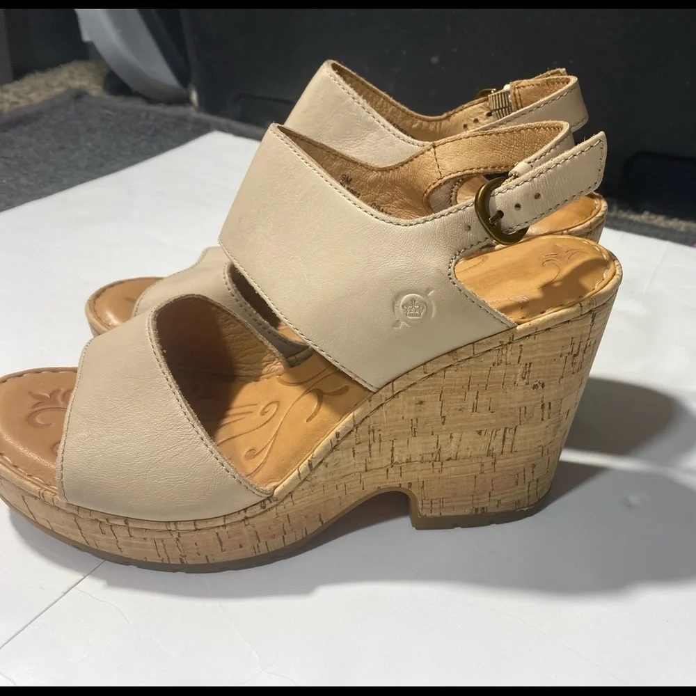 Born Women's Nude Cork Platform Sandals